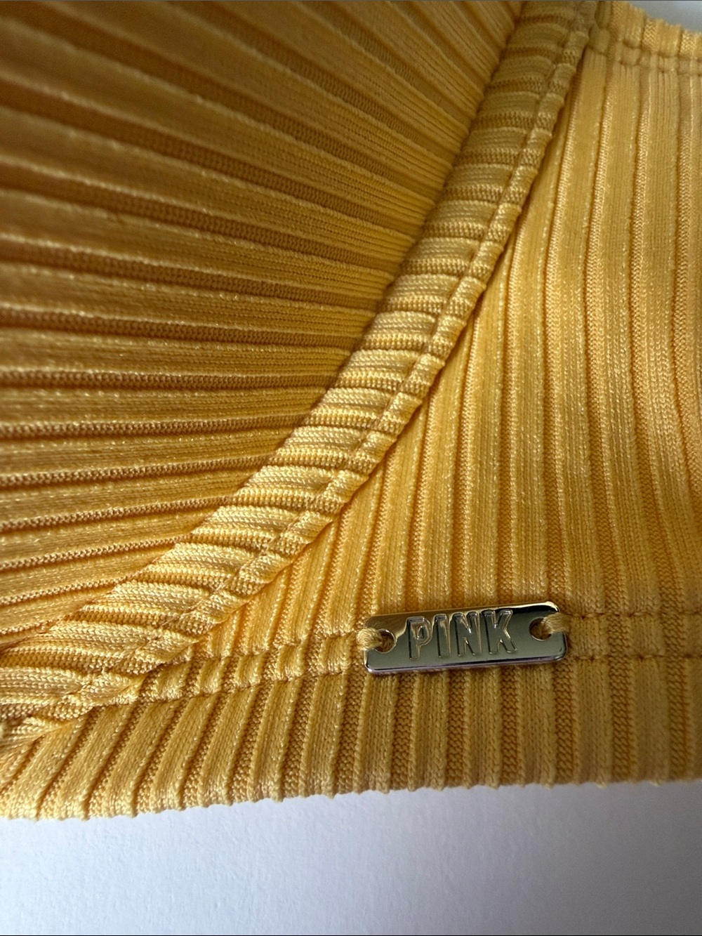 PINK Victoria's Secret Yellow Ribbed Underwire Bra NWT - Picture 3 of 8